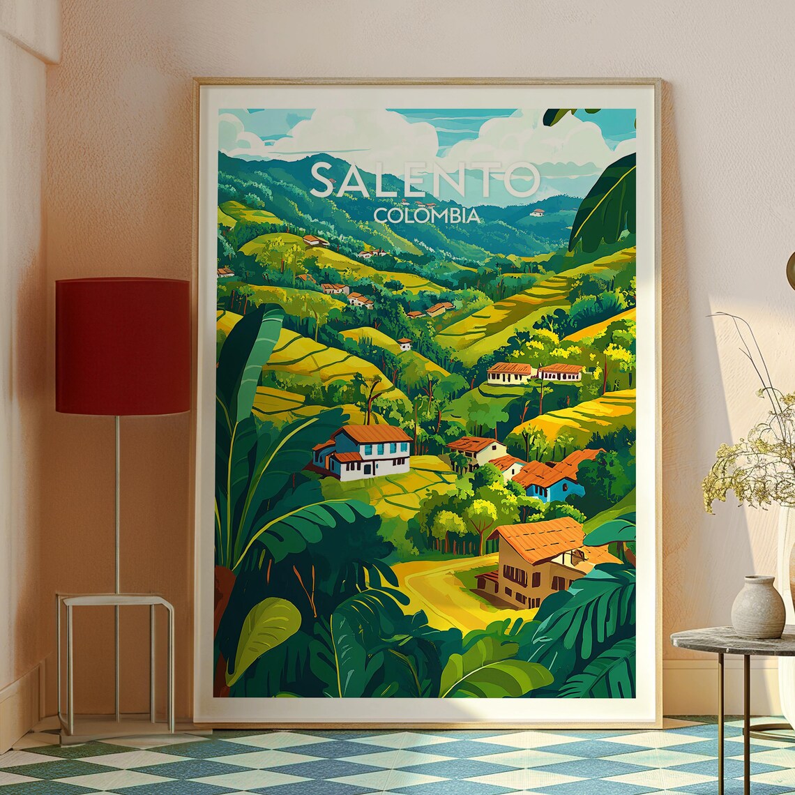 Salento Colombia Coffee Region Rolling Green Hills Vintage Travel Poster - Image 2