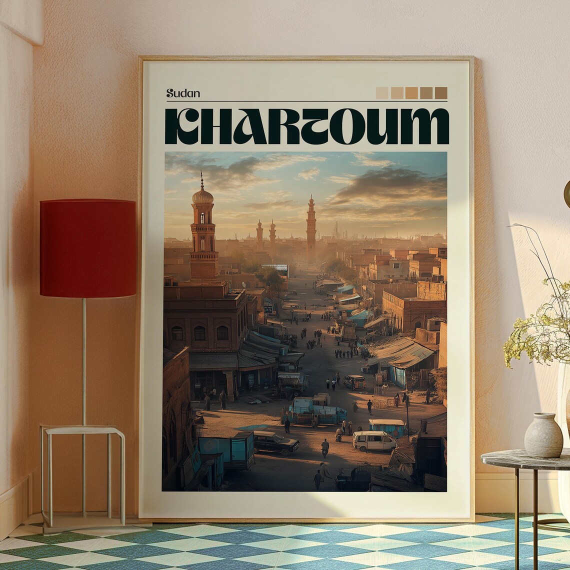Khartoum Sudan Desert City Minarets Market Street Travel Poster - Image 2