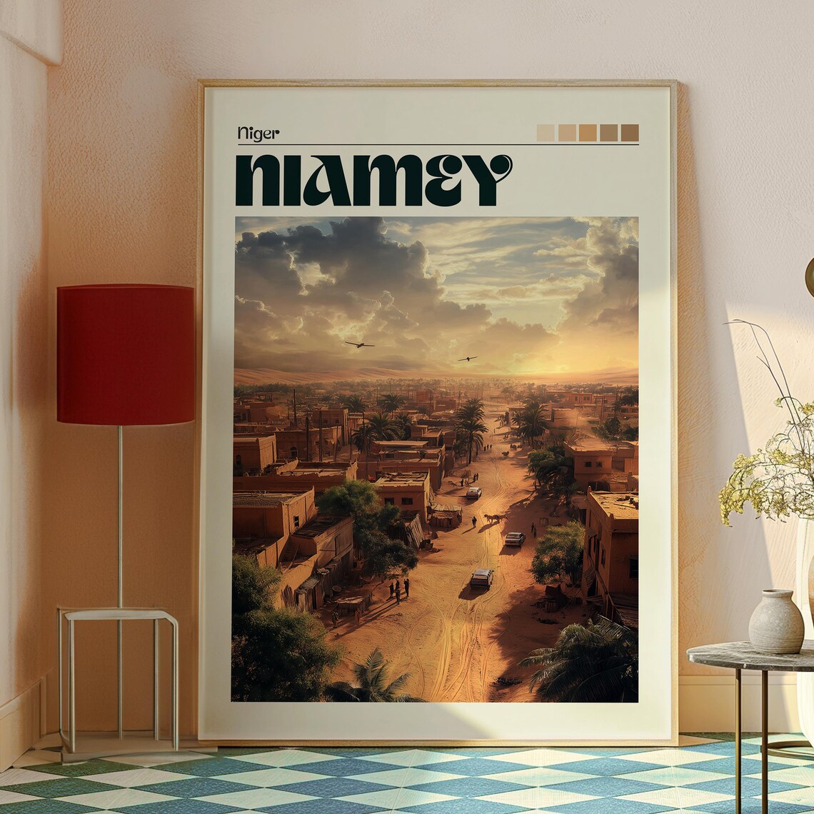 Niamey Niger Desert Town Sunset Dirt Streets Africa Travel Poster - Image 2