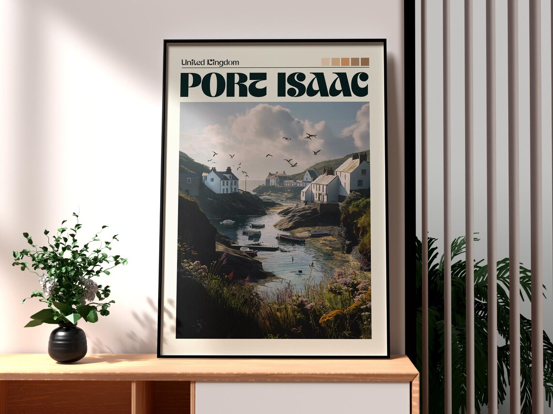 Port Isaac Cornwall Fishing Village Harbour Cove Travel Poster