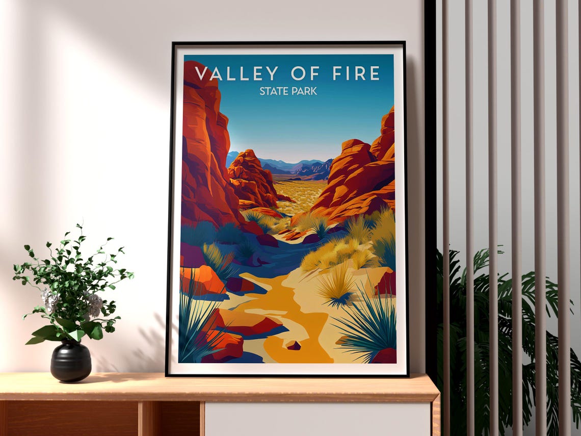 Valley Of Fire State Park Nevada Red Rock Desert Canyon Trail Poster