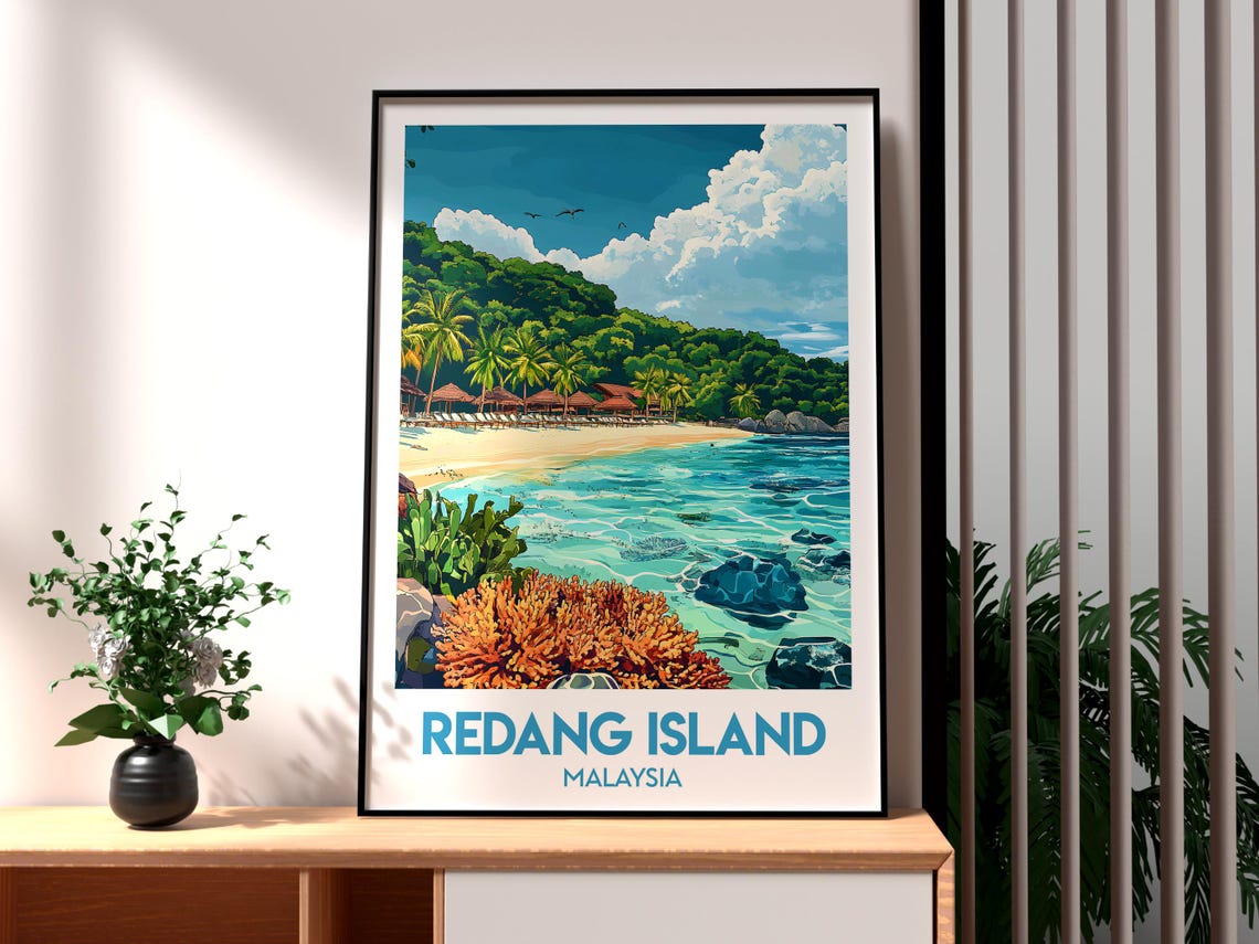 Redang Island Malaysia Tropical Beach Coral Reef Dive Travel Poster