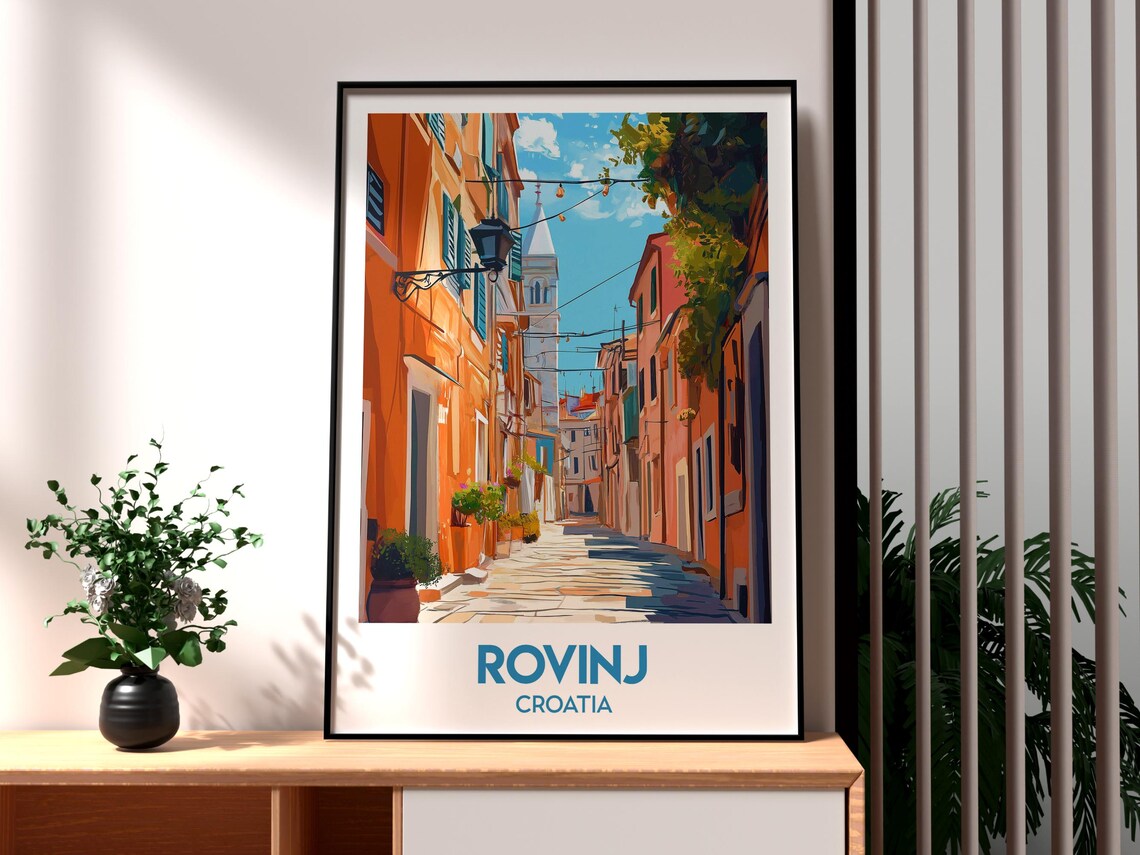 Rovinj Croatia Old Town Lane Bell Tower Adriatic Charm Poster