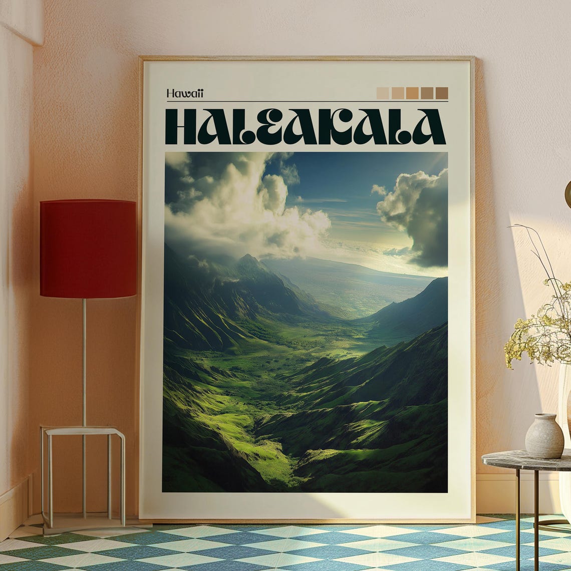 Haleakala Hawaii Dramatic Sunlit Lush Green Volcanic Valley Poster - Image 2