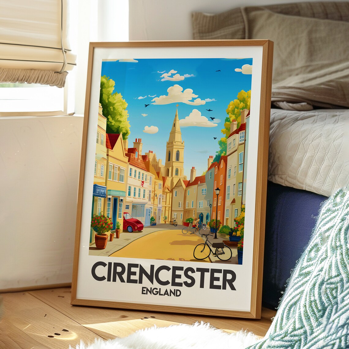 Cirencester England Cotswolds Market Town Church Street Travel Poster - Image 3