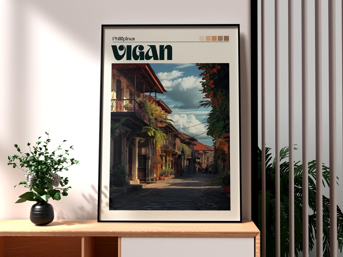 Vigan Philippines Colonial Cobblestone Street Heritage Art Poster