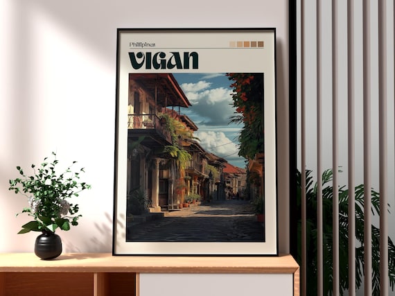 Vigan Philippines Colonial Cobblestone Street Heritage Art Poster