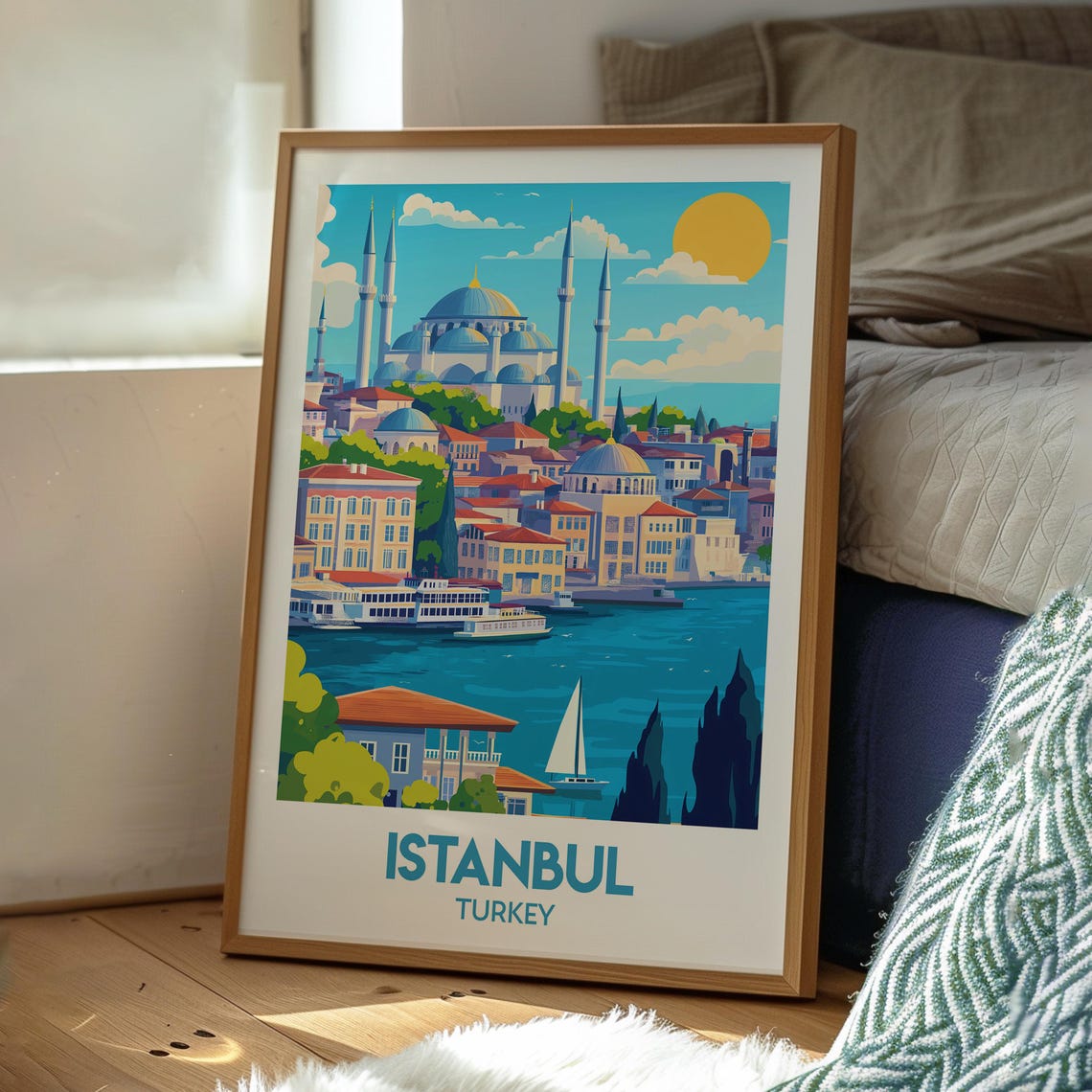 Istanbul Turkey Blue Mosque Waterfront Bosphorus Skyline Poster - Image 3
