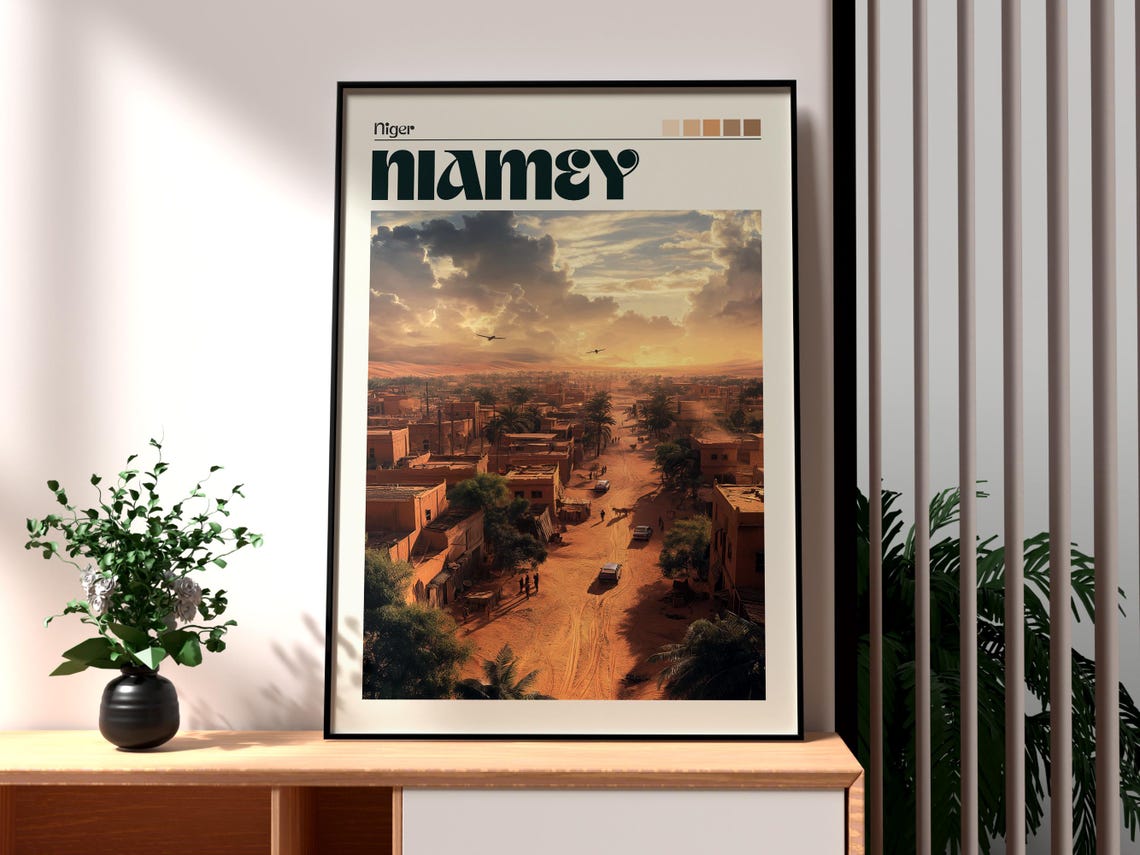 Niamey Niger Desert Town Sunset Dirt Streets Africa Travel Poster