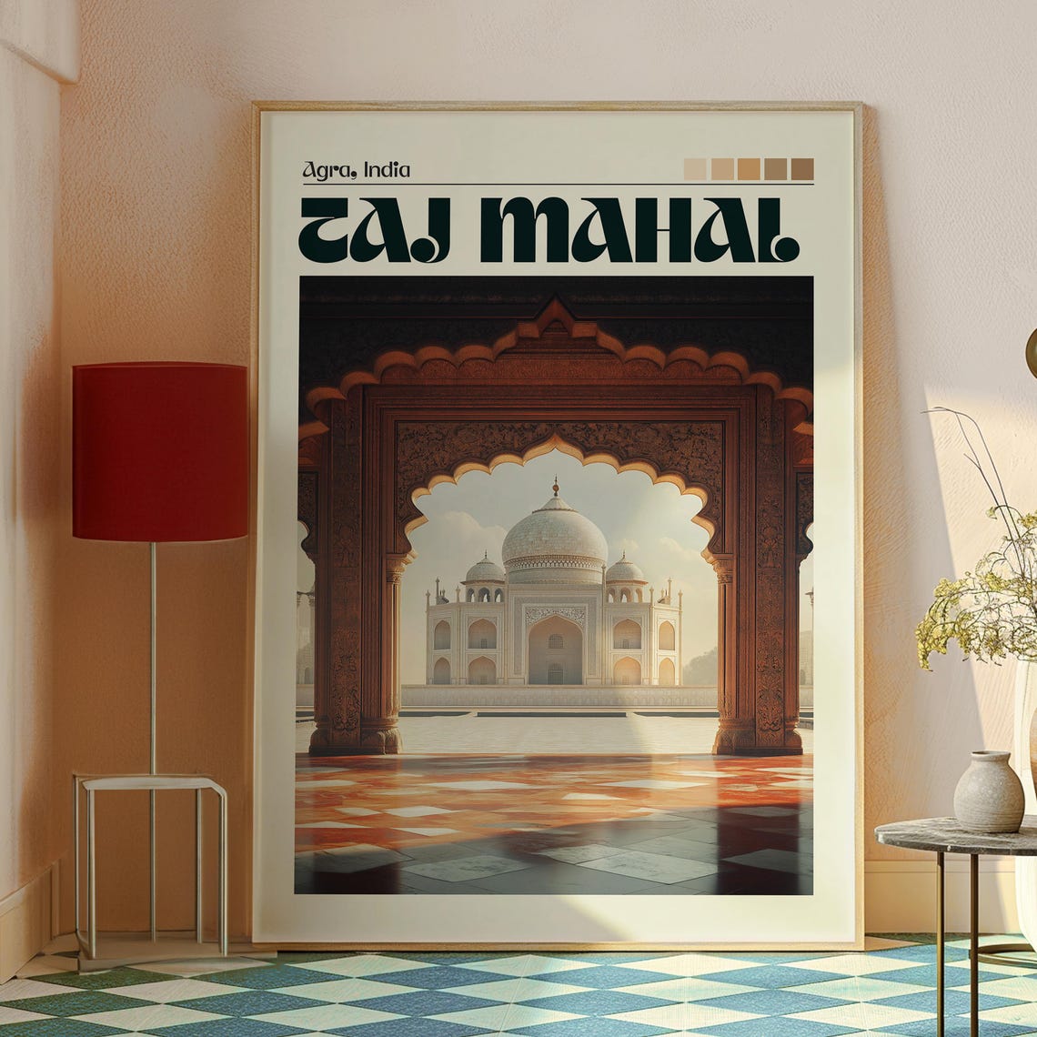 Taj Mahal Agra India Marble Archway View Retro Travel Poster - Image 2