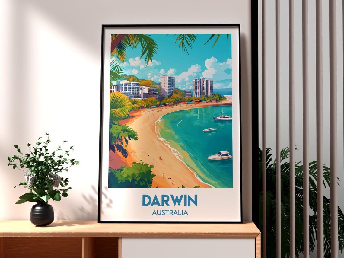 Darwin Australia Beachfront Retro Style Travel Destination Poster - Image 3