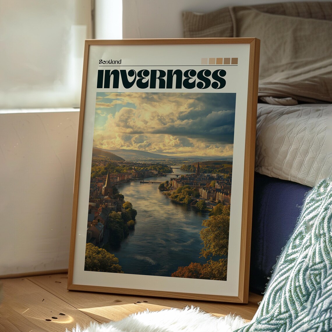 Inverness Scotland River Ness Sunset Cityscape Travel Poster - Image 3