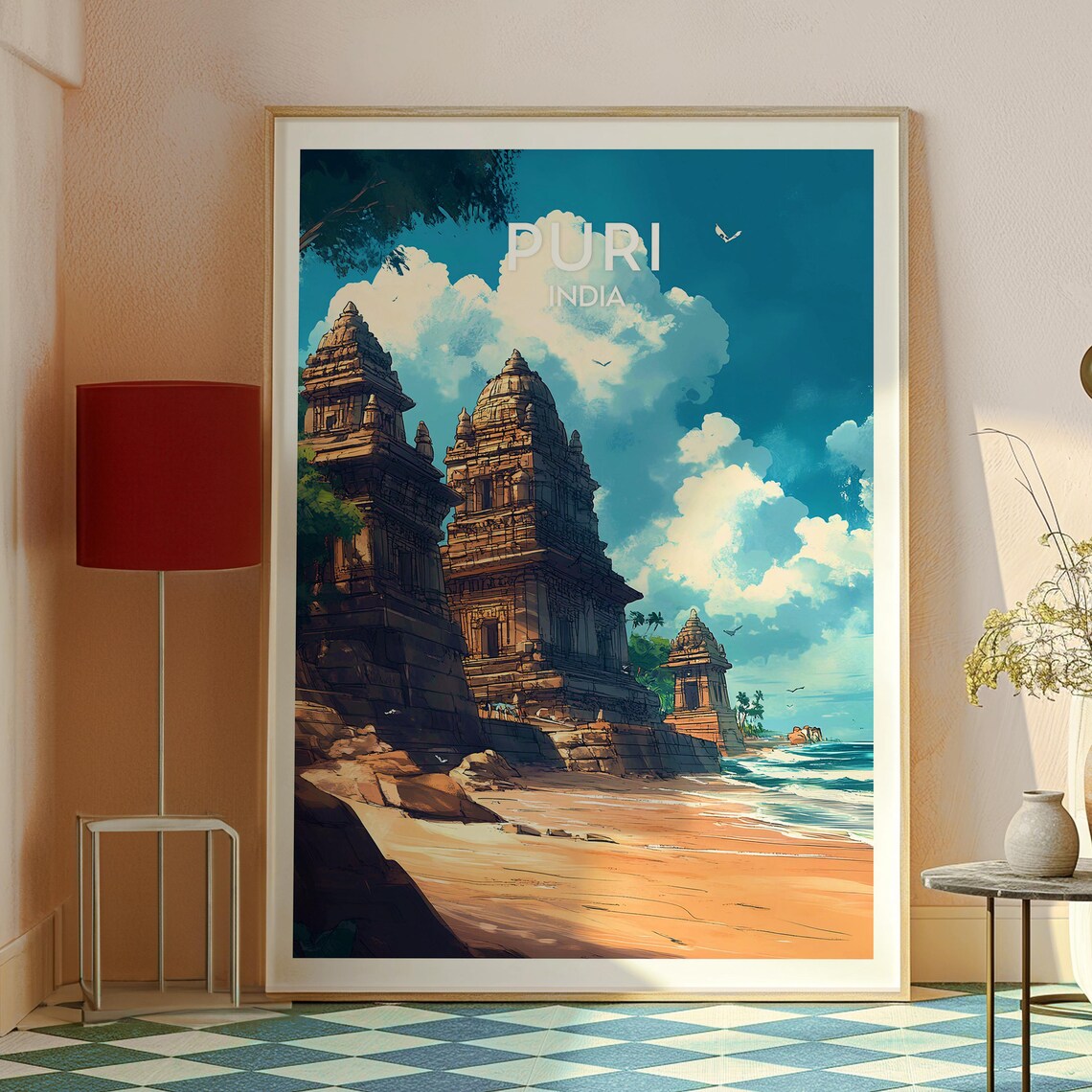 Puri India Sacred Ancient Temple Beach Coast Odisha Travel Poster - Image 2