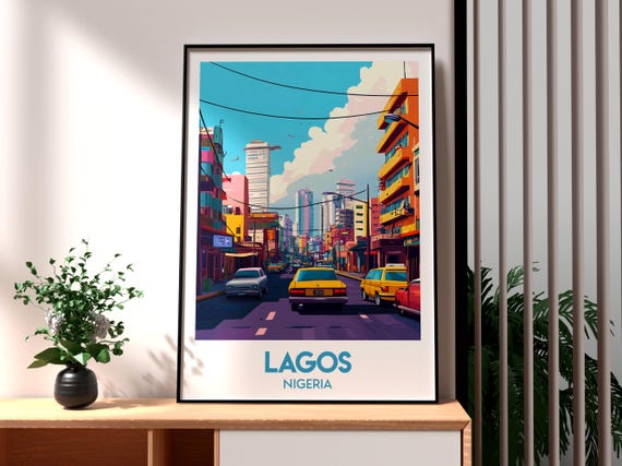 Lagos Poster Nigeria Print Travel Wall Art Africa African Wildlife City