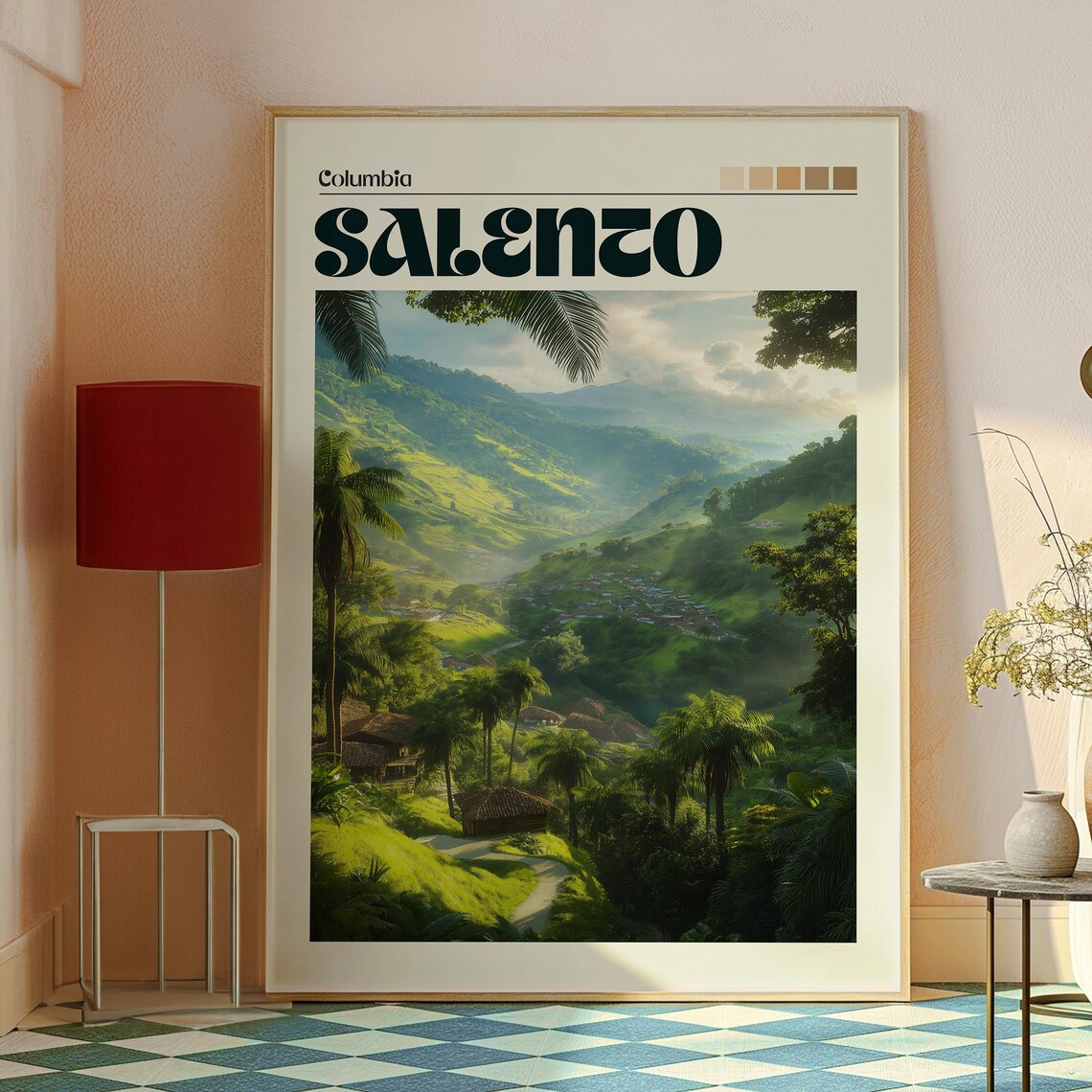 Salento Colombia Green Coffee Valley Palms Vintage Travel Poster - Image 2