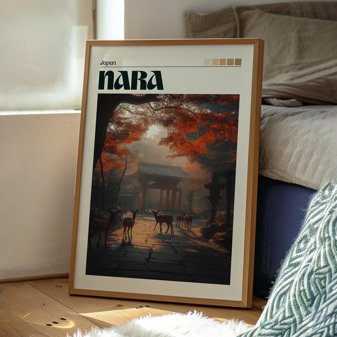 Nara Deer Park Japan Travel Poster, Kyoto Temple - Image 3