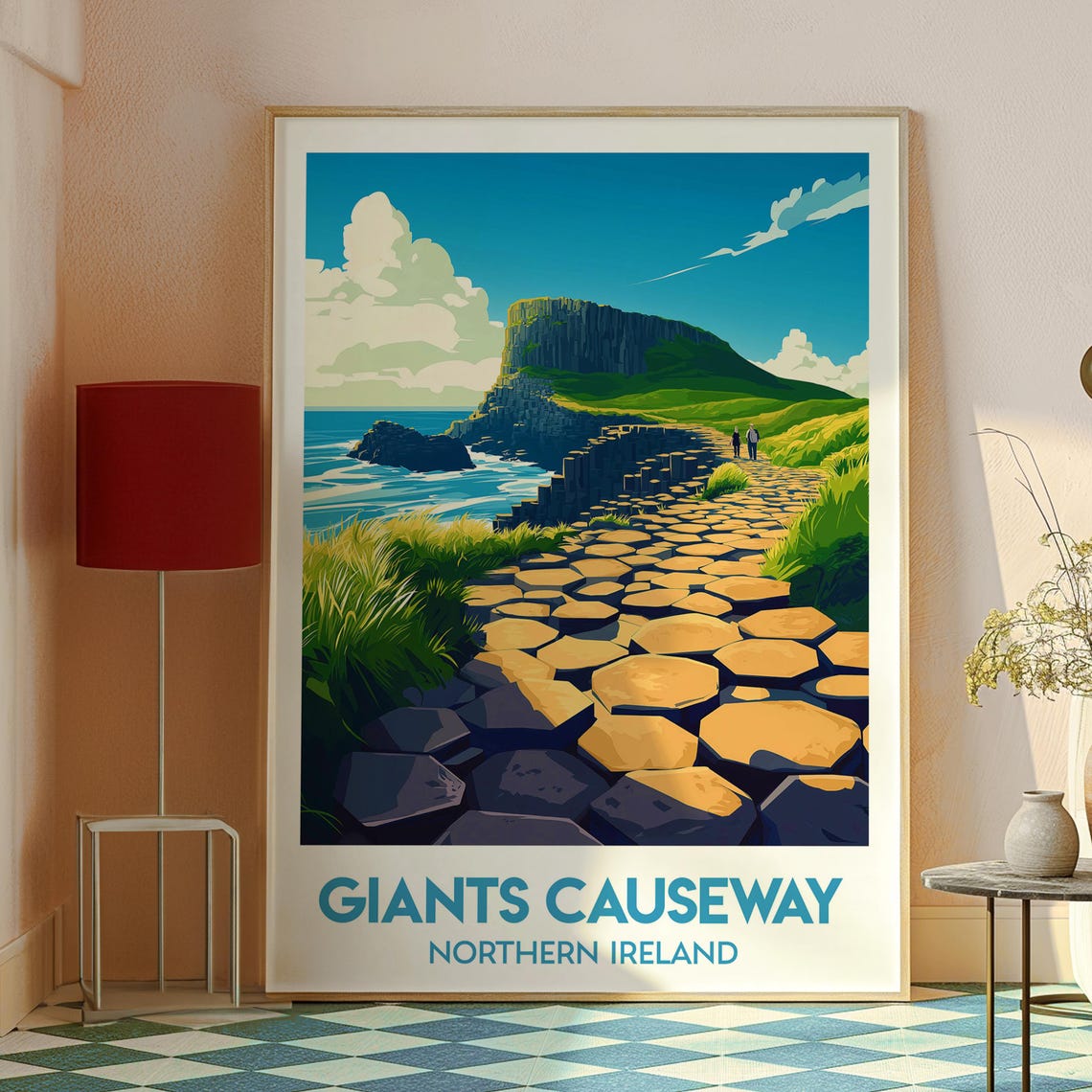 Giants Causeway Northern Ireland Basalt Columns Cliffs Vintage Poster - Image 2