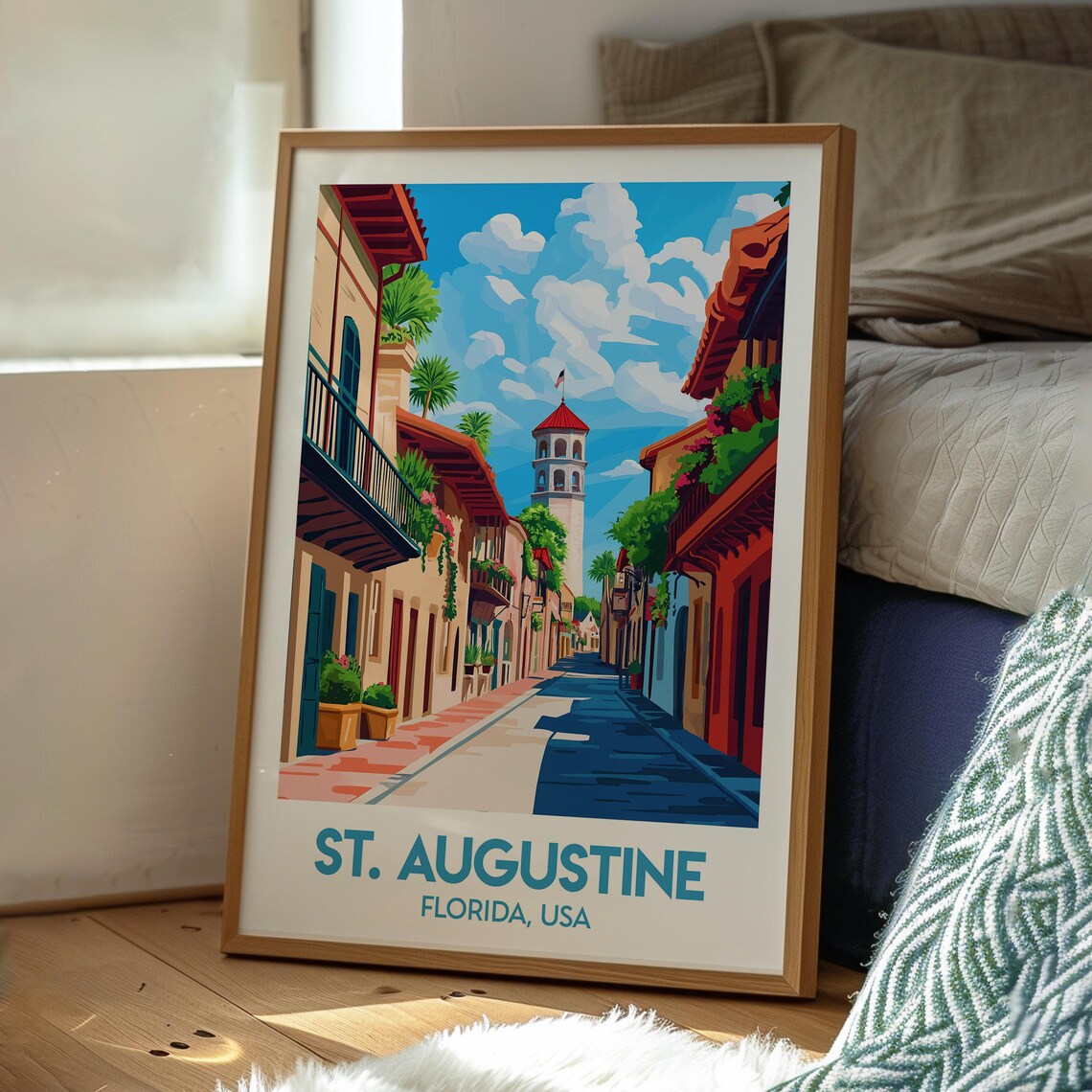 St Augustine Florida Historic Old Town Street USA Travel Poster - Image 3