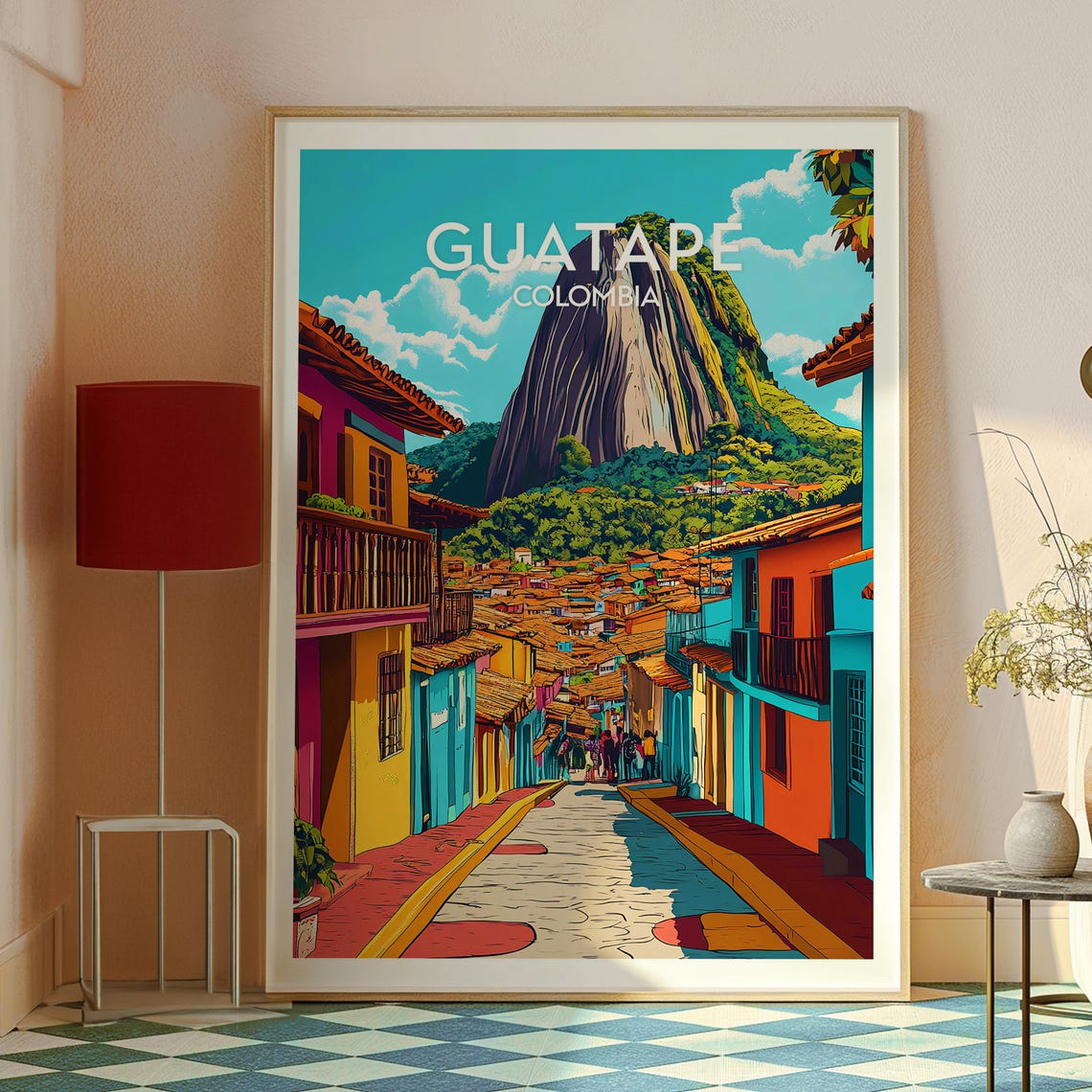 Guatape Travel Poster, Colombia Backpacking Art Print - Image 2