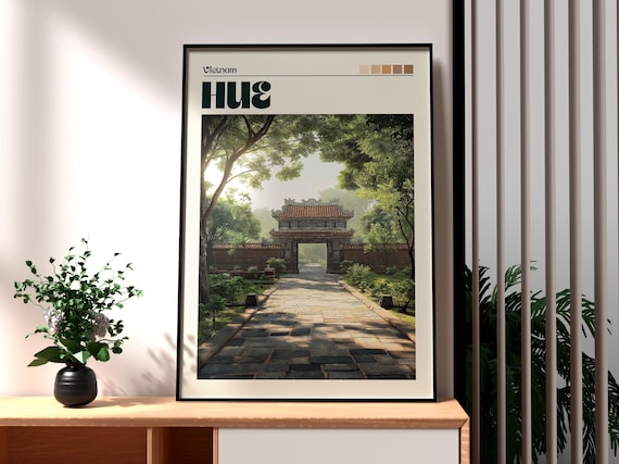 Hue Vietnam Imperial Gate Stone Pathway Garden Travel Poster