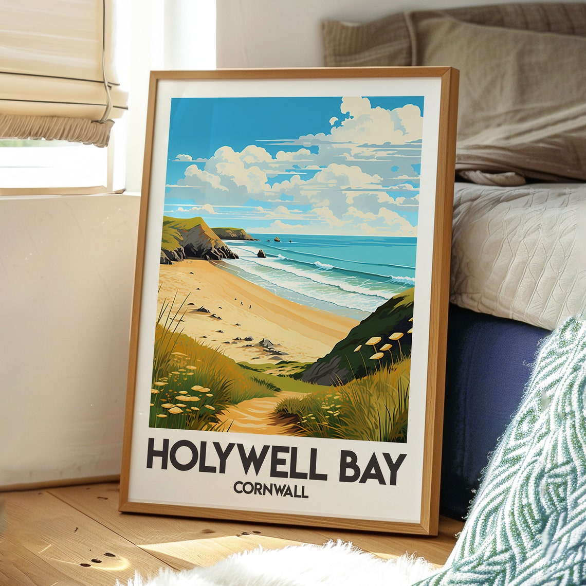 Holywell Bay Cornwall Golden Beach Headland Dunes Travel Poster - Image 3