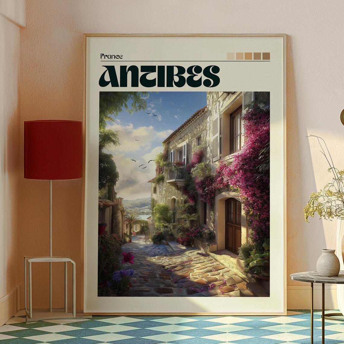 Antibes France Riviera Old Town Street Vintage Travel Poster - Image 2