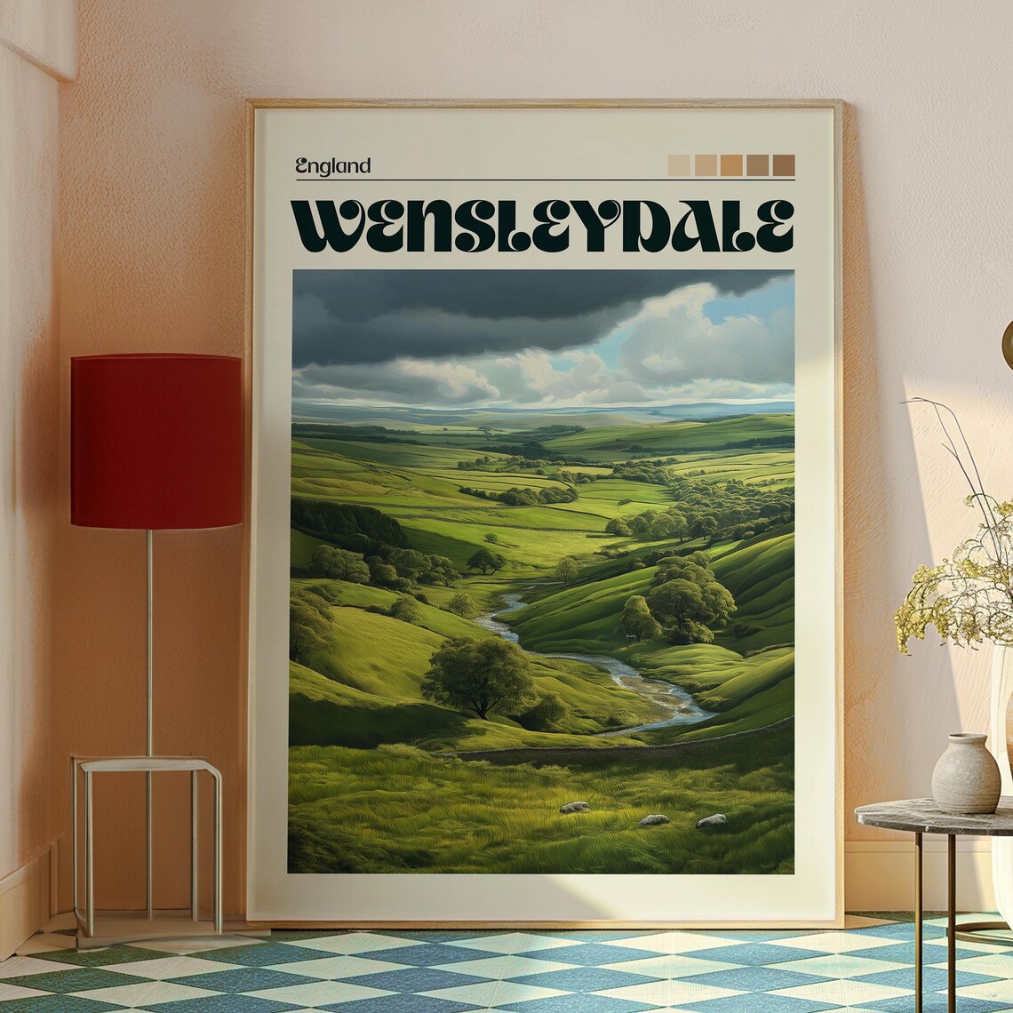 Wensleydale England Yorkshire Dales Green Valley Vintage Travel Poster - Image 2