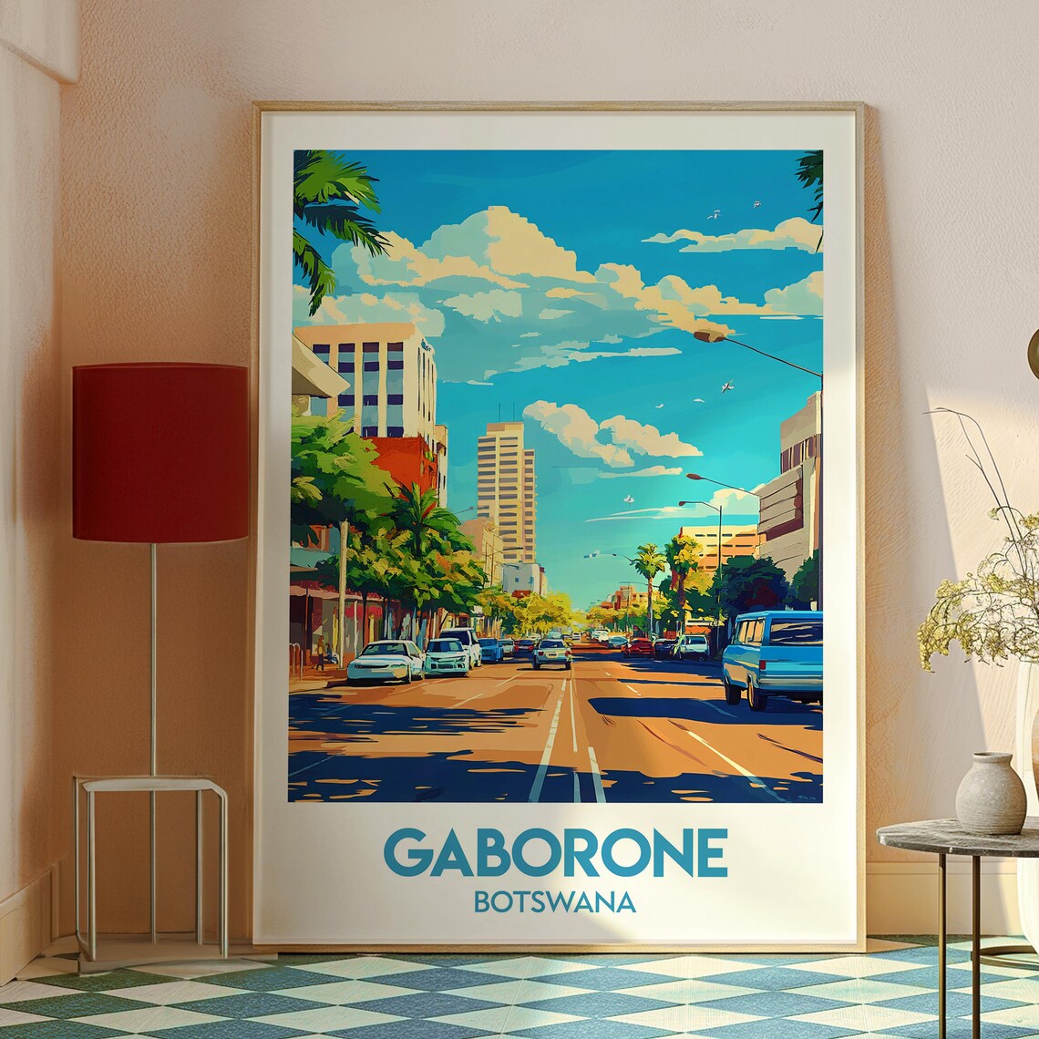 Gaborone Botswana City Street Skyline Sunny Avenue Travel Poster - Image 2