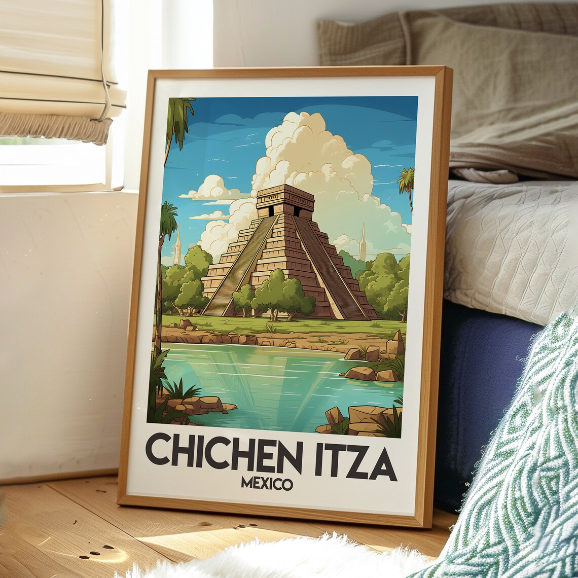 Chichen Itza Mexico Mayan Pyramid Temple Wonder World Travel Poster - Image 3