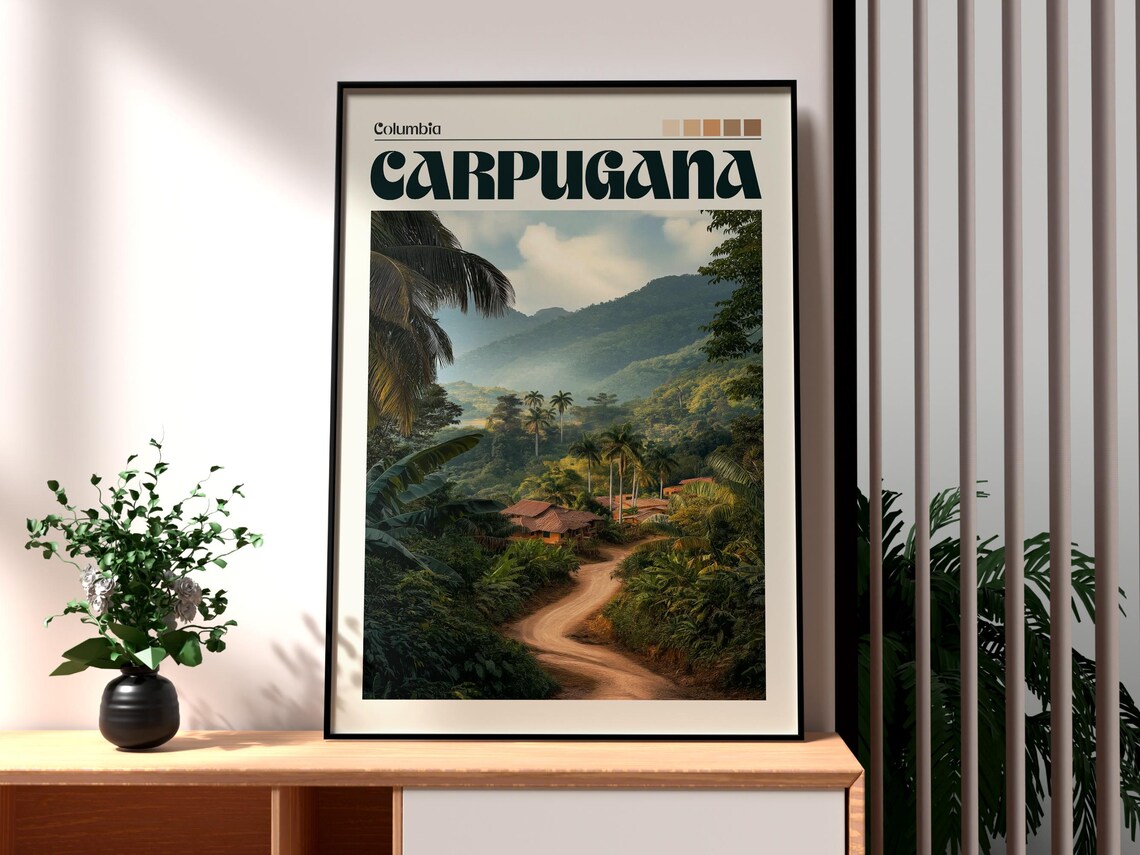 Carpugana Colombia Tropical Mountain Valley Road Travel Poster