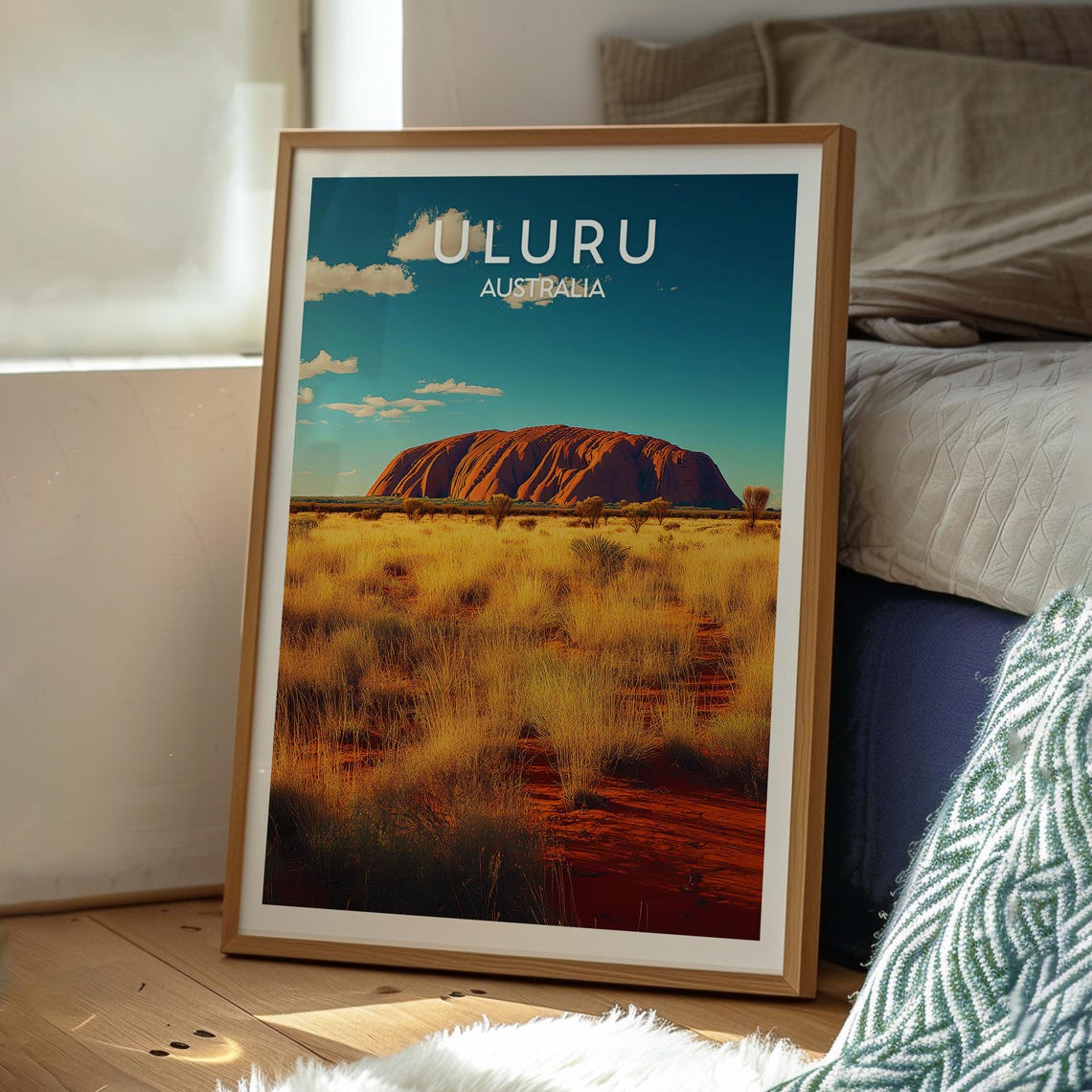 Uluru Australia Red Rock Desert Golden Grassland Scenic Travel Poster - Image 3