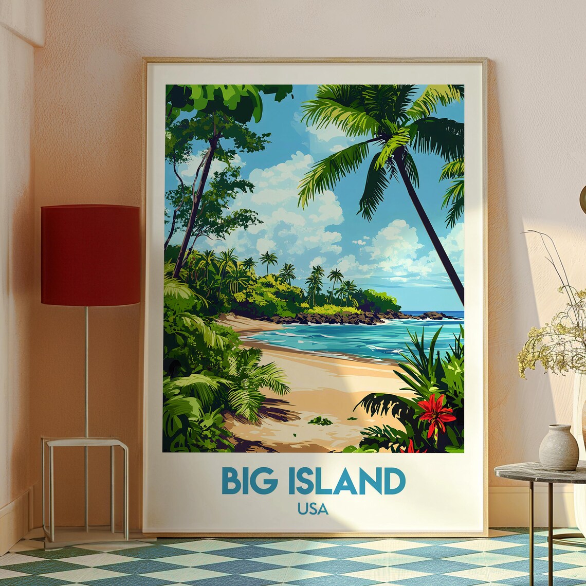 Big Island Hawaii USA Palm Beach Tropical Island Travel Poster - Image 2