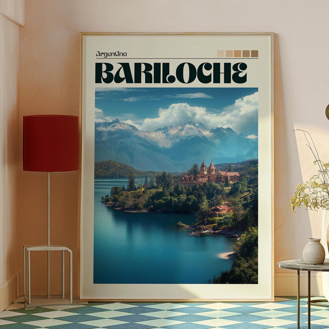 Bariloche Argentina Lakeside Mountain Landscape Travel Poster - Image 2