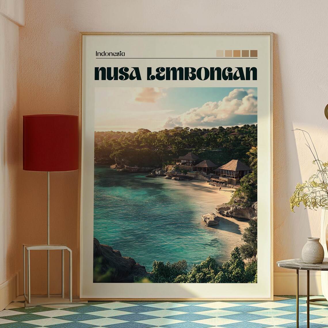 Nusa Lembongan Indonesia Turquoise Cove Beach Sunset Travel Poster - Image 2