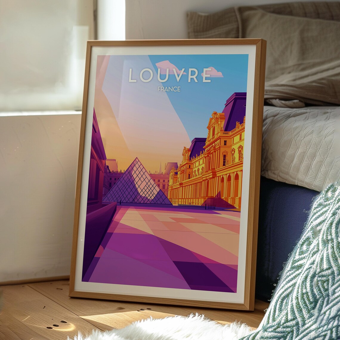Louvre France Paris Glass Pyramid Museum Courtyard Travel Poster - Image 3