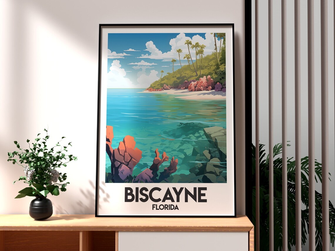 Biscayne Florida Coral Bay And Palm Coast Vintage Travel Poster