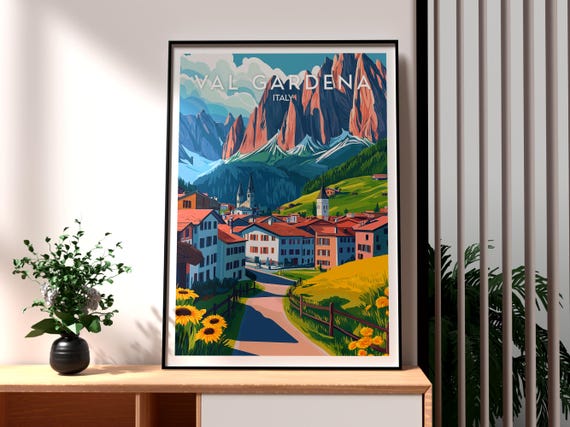 Val Gardena Print Italy Wall Art Poster Travel Skiing Italian Alps Dolomites