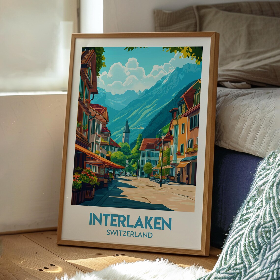 Interlaken Switzerland Charming Old Town Alpine Street Poster - Image 3
