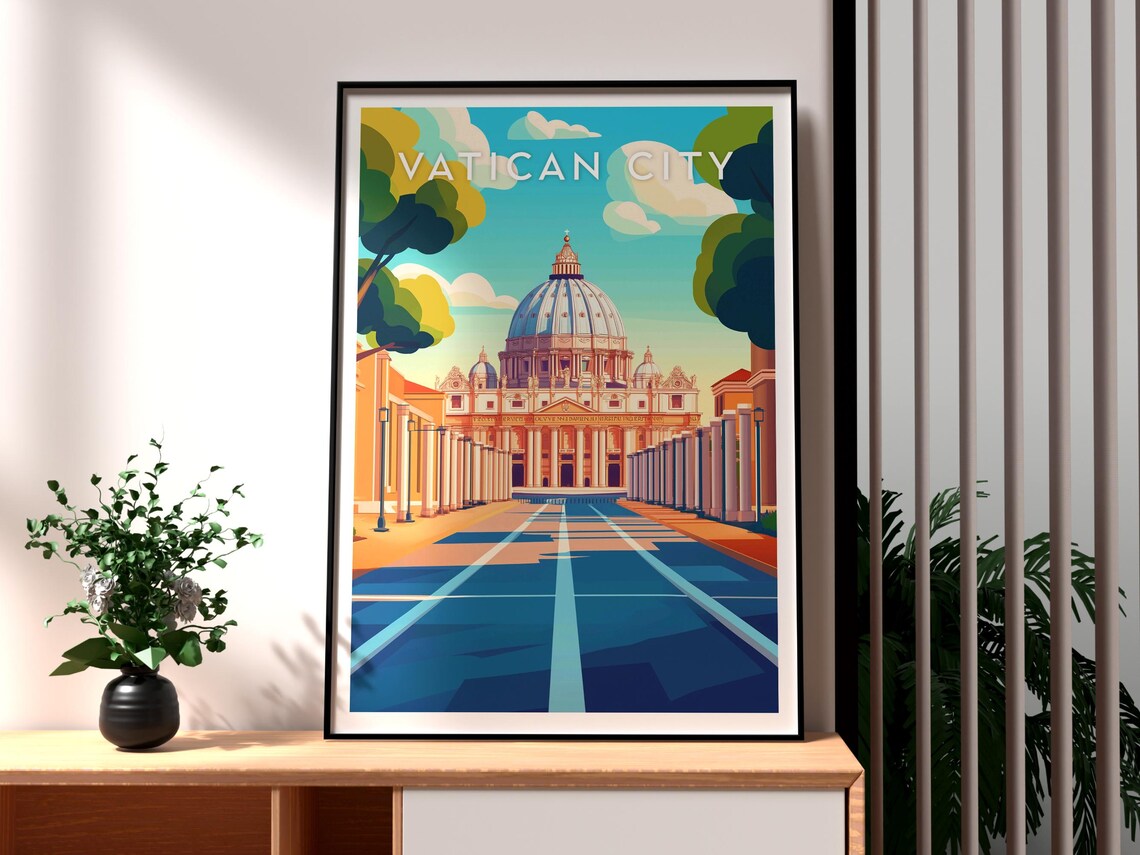 Vatican City St Peters Basilica Square Retro Italian Landmark Poster - Image 3