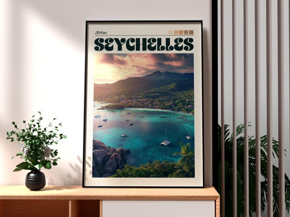 Seychelles Print Poster Victoria Travel Art Africa The Wall Beach