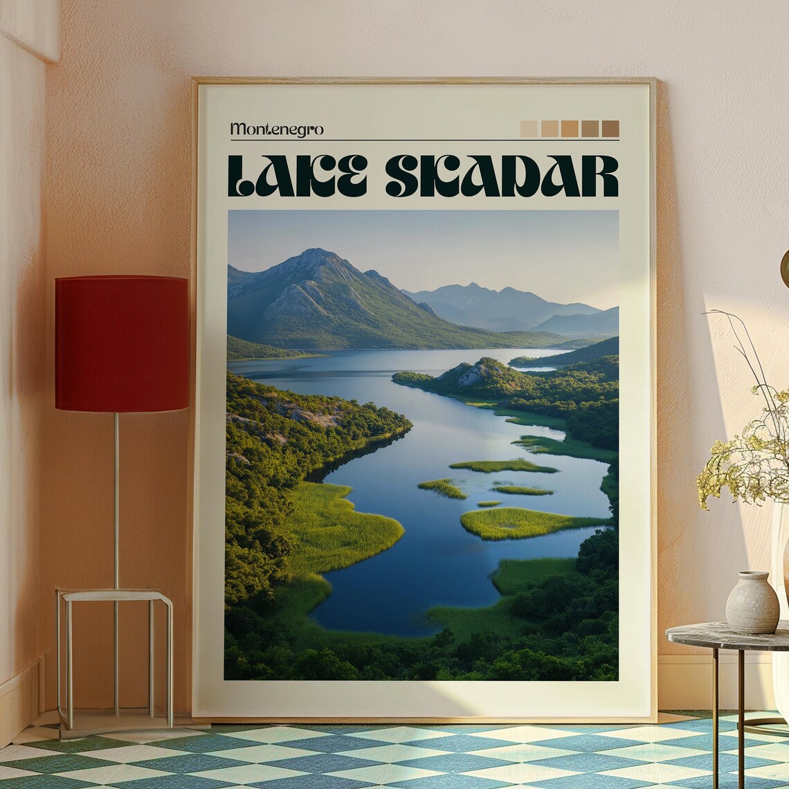 Lake Skadar Montenegro Aerial Green Islands Mountain Lake Poster - Image 2