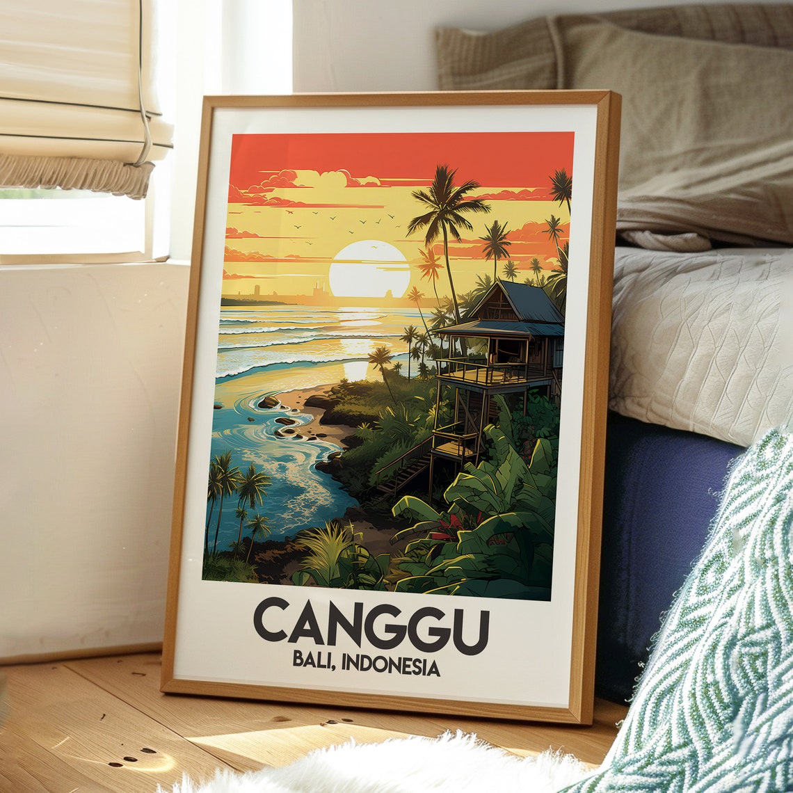 Canggu Bali Indonesia Sunset Beach Surf Paradise Travel Poster - Image 3
