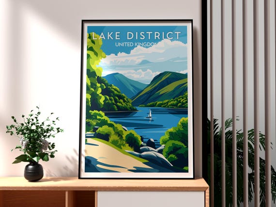 The Lake District Print Wall Art Uk Countryside Poster Travel Keswick Hiking