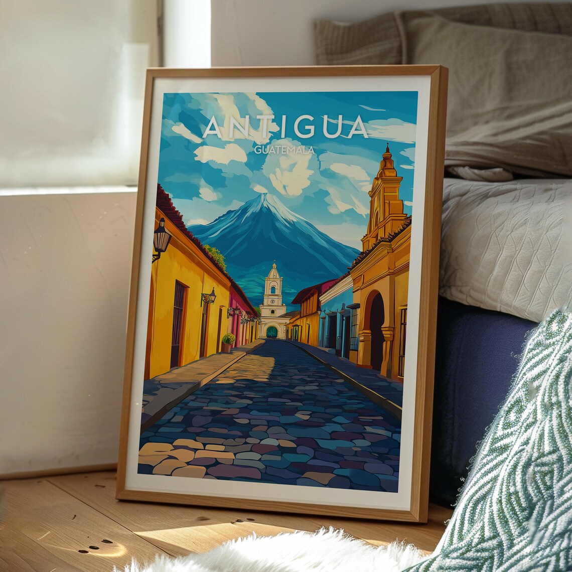 Antigua Guatemala Volcano Street Vintage Style Travel Poster - Image 3