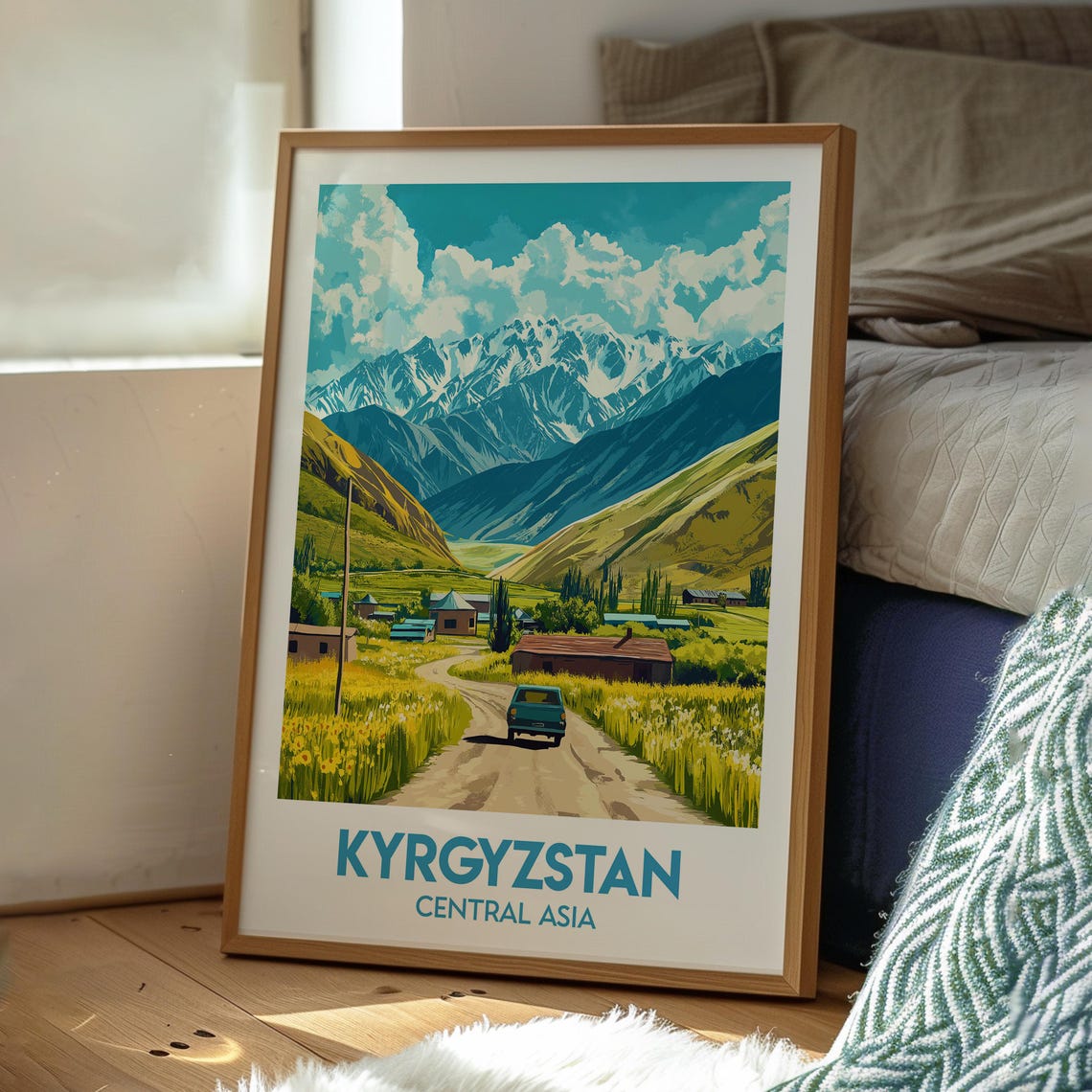 Kyrgyzstan Central Asia Mountain Valley Village Road Trip Poster - Image 3