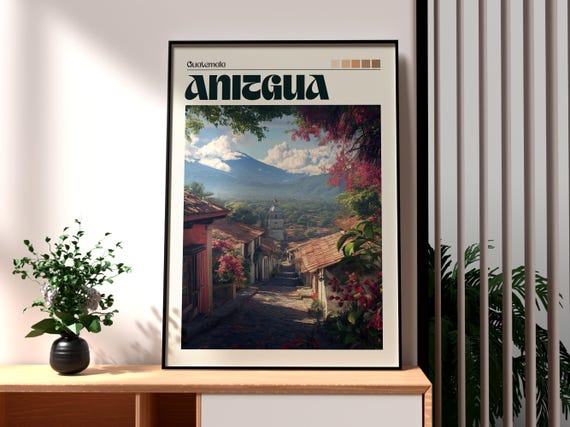 Antigua Travel Print Guatemala Wall Art Poster South America Backpacking