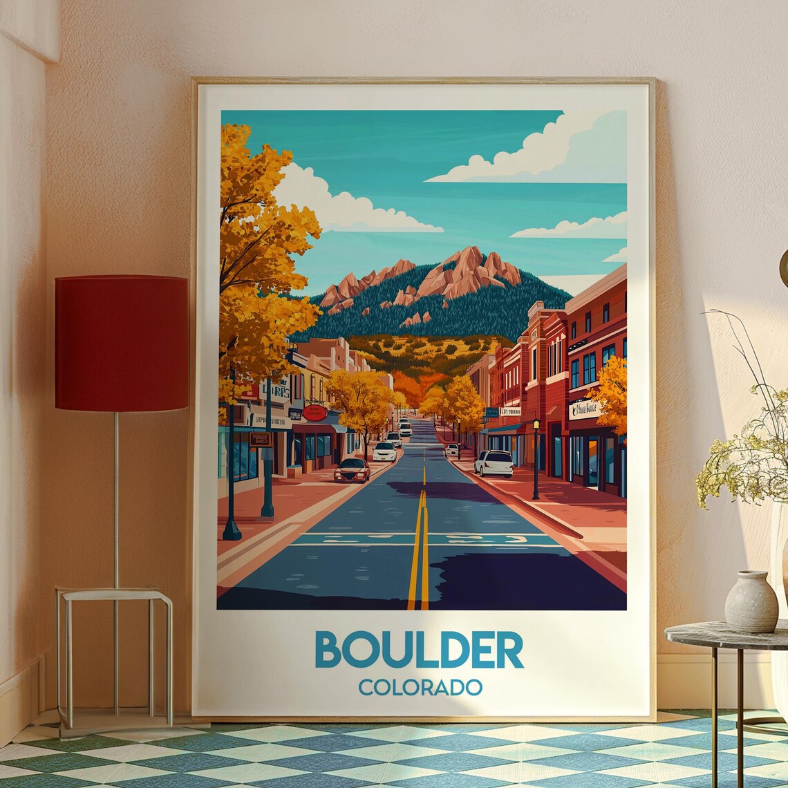Boulder Colorado Downtown Street Mountain View Travel Poster - Image 2