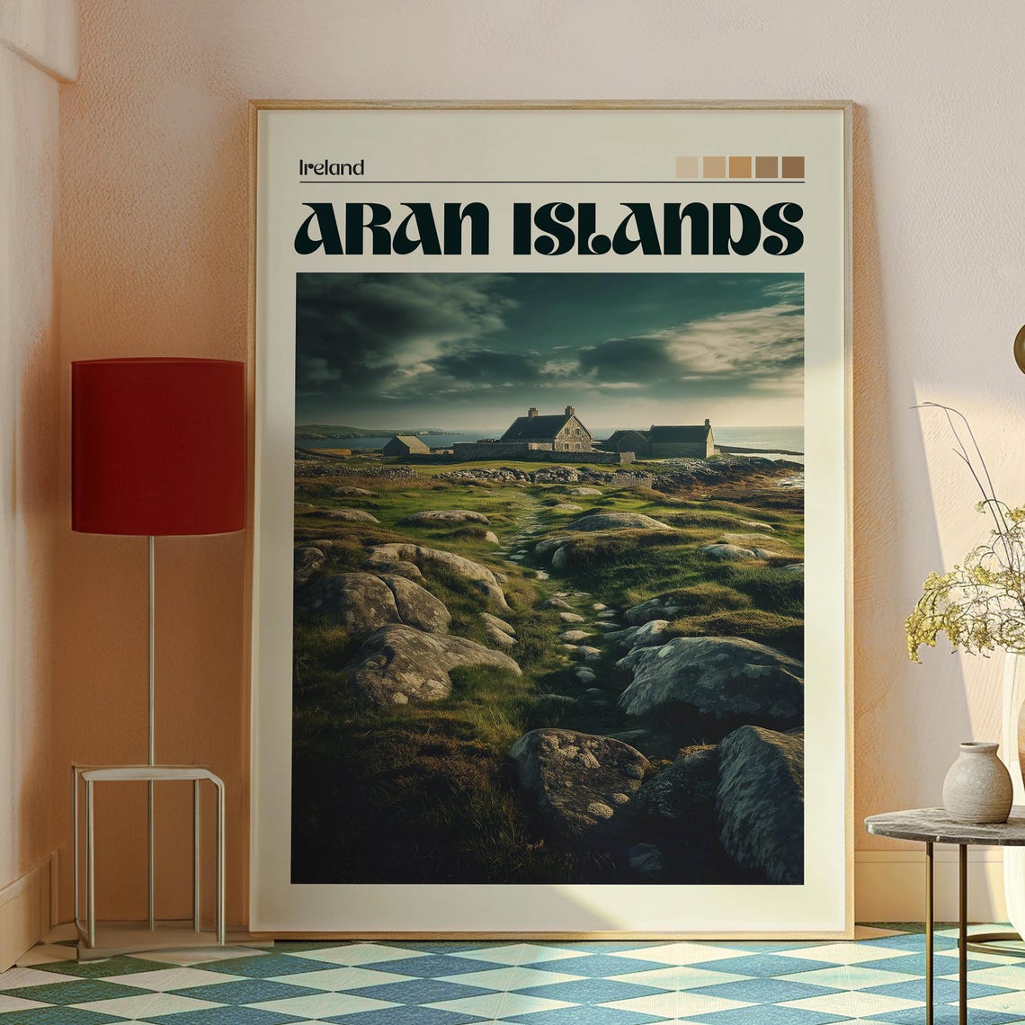 Aran Islands Ireland Stone Cottage Moor Vintage Travel Poster - Image 2