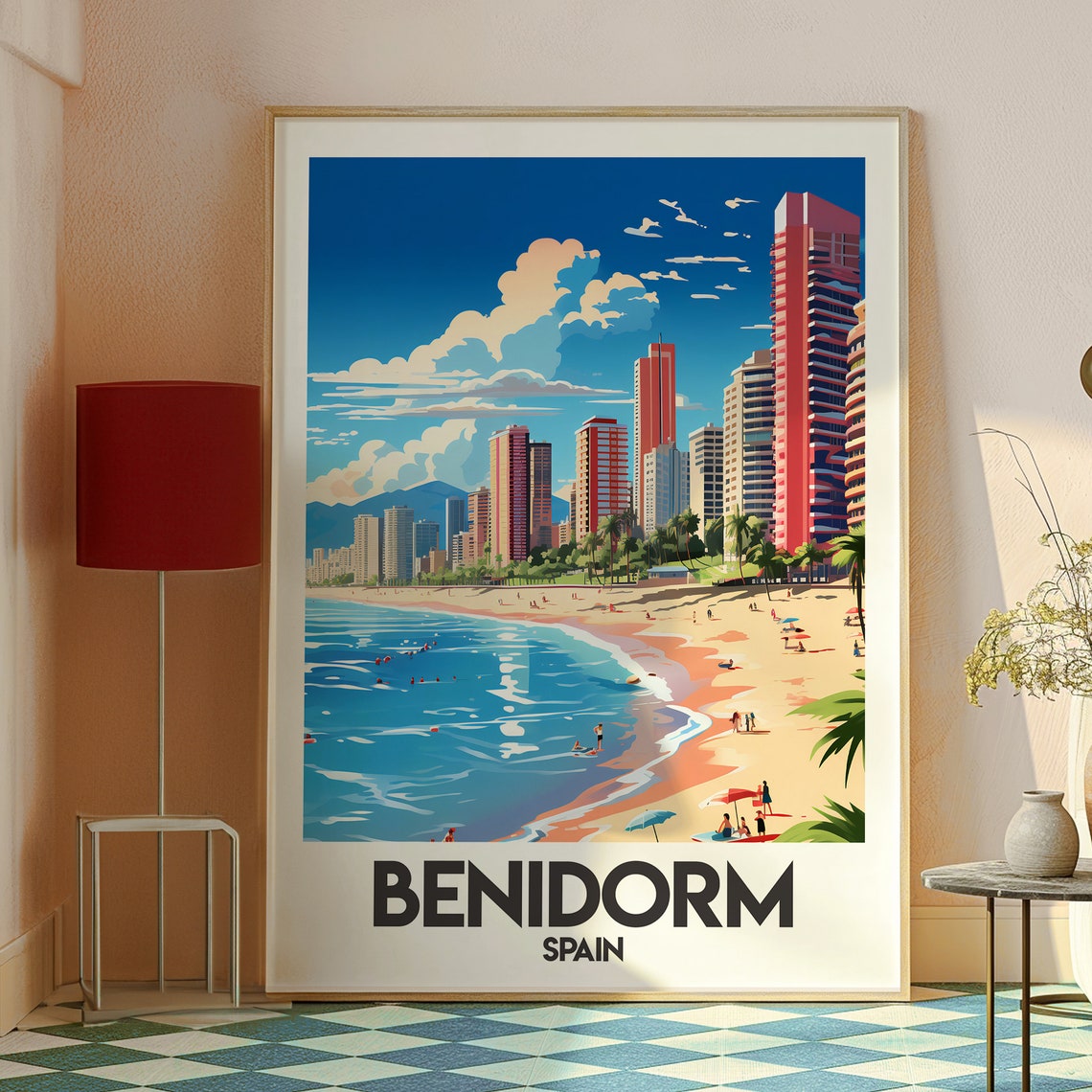 Benidorm Spain Travel Poster, Alicante Holiday Print - Image 2