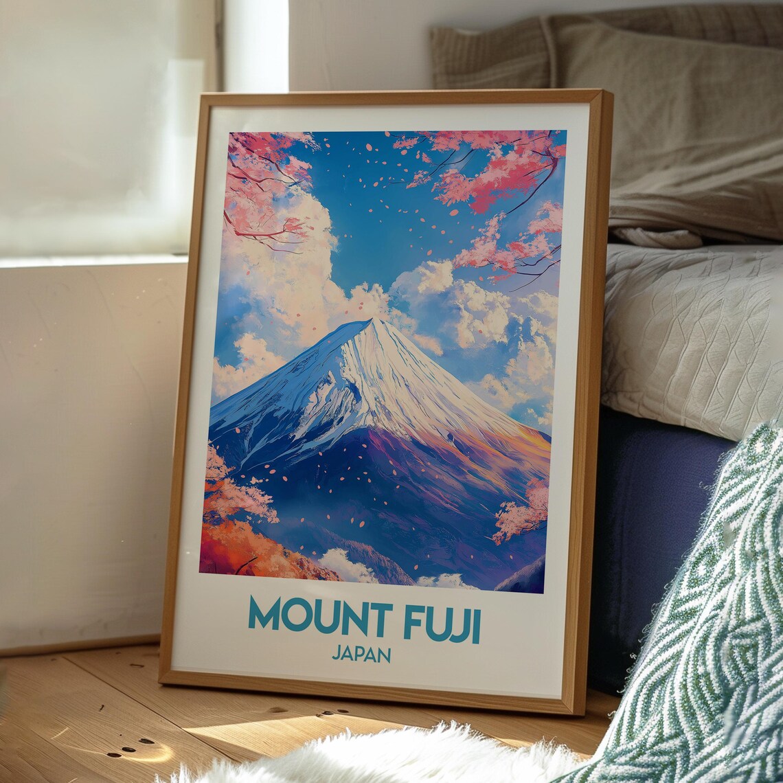 Mount Fuji Japan Snow Capped Peak Cherry Blossoms Travel Poster - Image 3